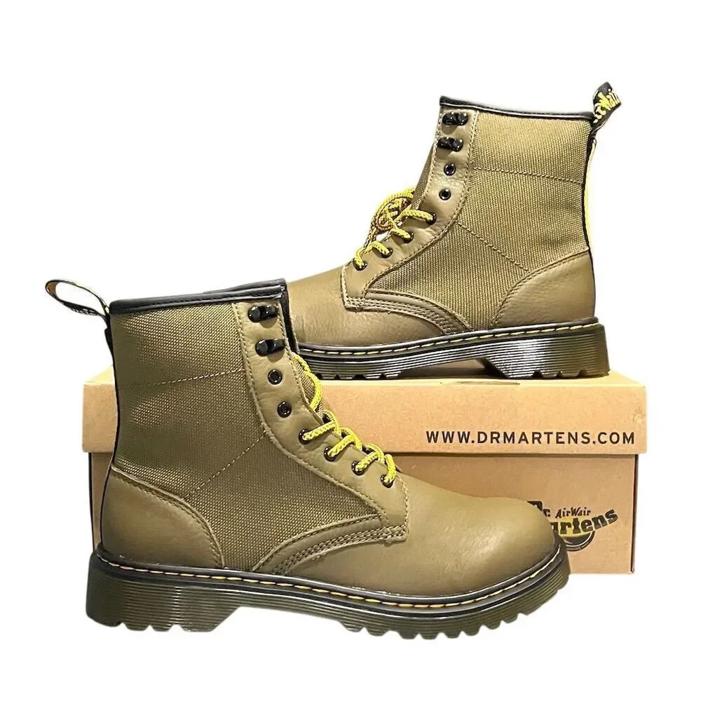 Dr. Martens 1460 Panel Y Teens Leather Boots Outdoor Green M6/L7 Lace Up Unisex